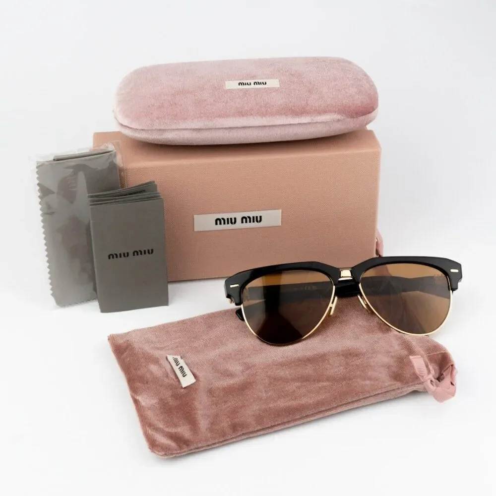 NEW Miu Miu MU09ZS 1AB2Z1 RUNWAY Black Brown Browline Unisex Sunglasses SMU09Z